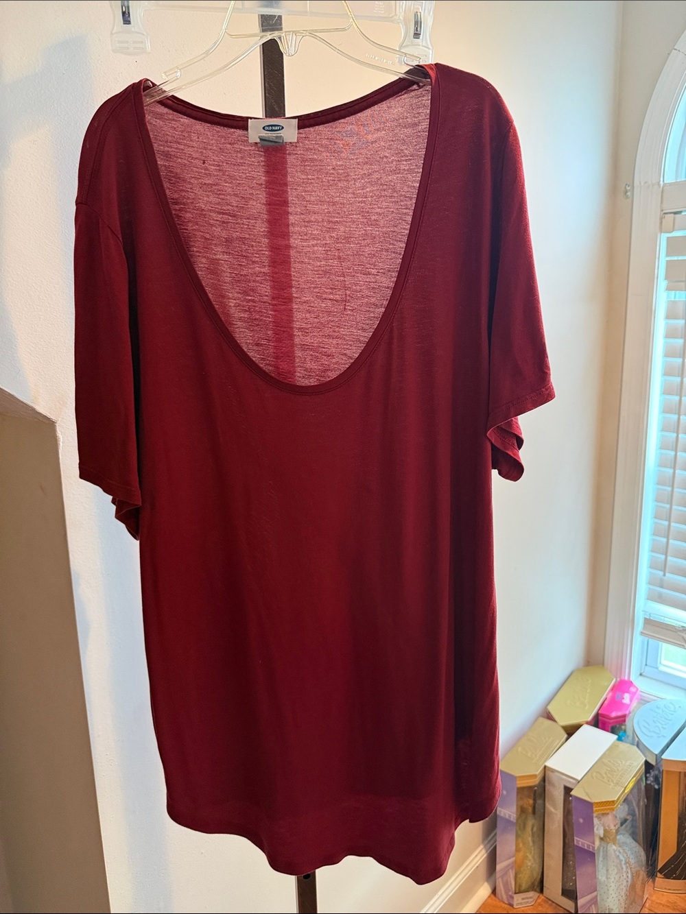 Old Navy Scoop Neck Short Sleeve Tee - Burgundy